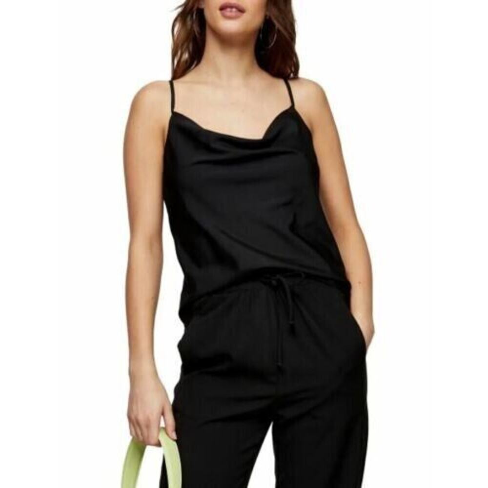 Topshop Women's Black Strappy Cowl‎ Neck Camisole Size 10